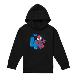Spider-Man Childrens/Kids Cute Spidey 4th Birthday Hoodie / Black